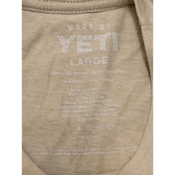 Yeti Graphic Tee Shirt Large Beige Logo Front & Sunset Palm Print Back - Picture 4 of 5